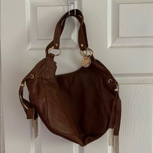 Juicy Couture Brown and Gold Shoulder Bag with Hobo Design